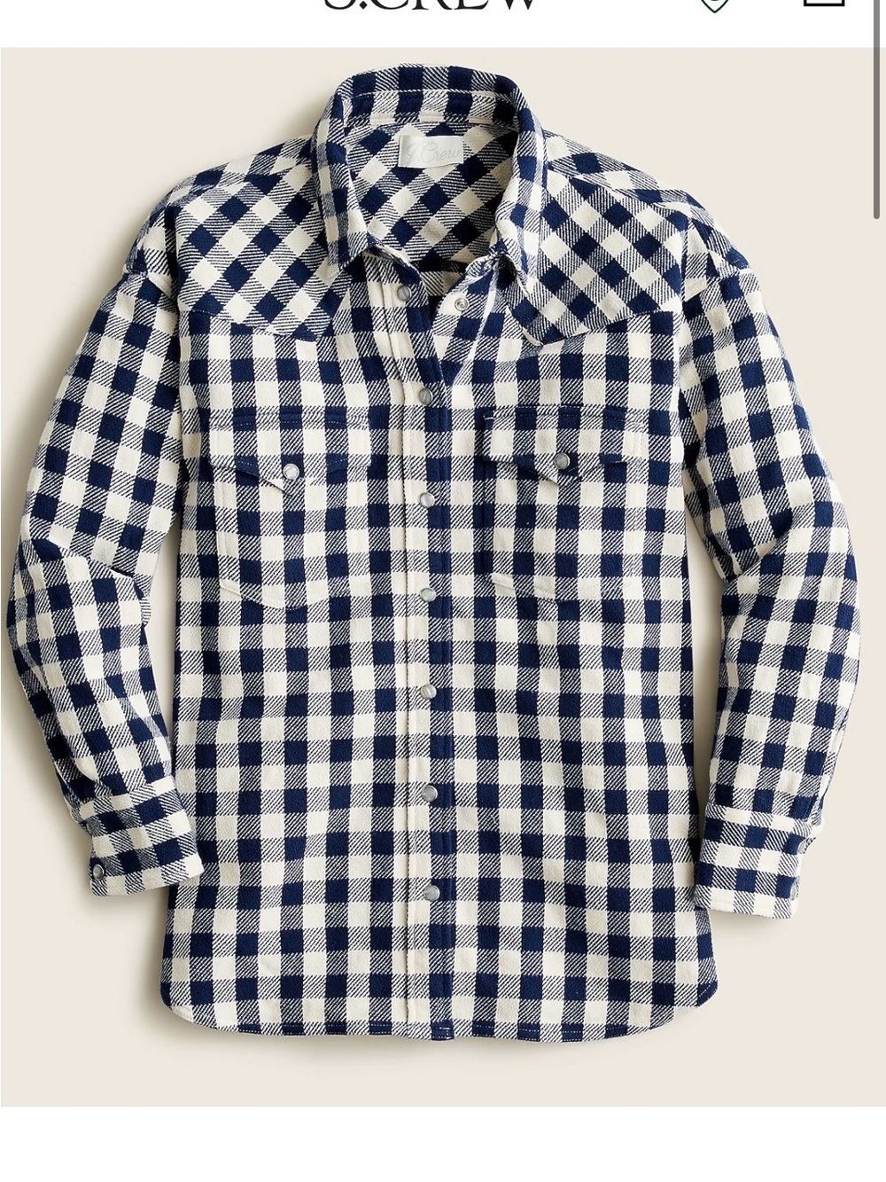 J. Crew relaxed fit plaid check buffalo shirt jacket pearl snap thick cotton